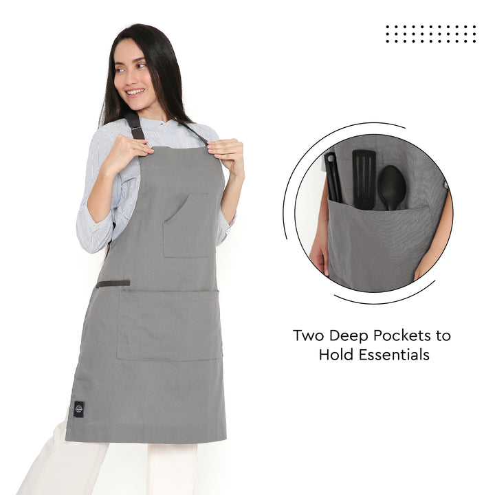 Cotton Grey Apron (Pack of 1)