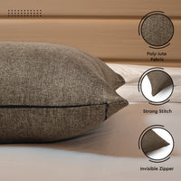 Jute Cherry Coffee Cushion Cover (Pack of 2)