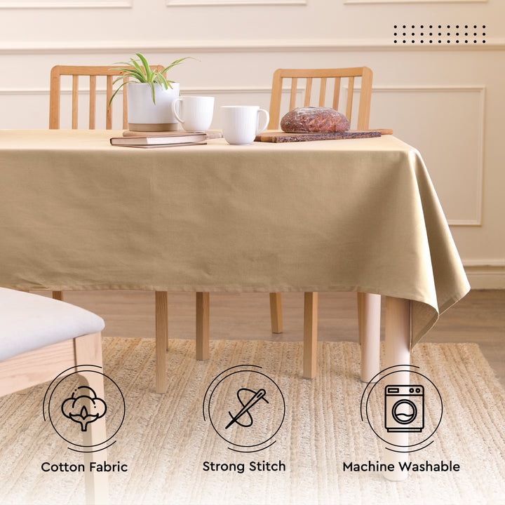 Cotton Light Beige Table Cloth (Pack of 1)