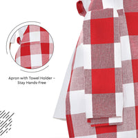 Cotton Buffalo Red Checks Apron (Pack of 1)