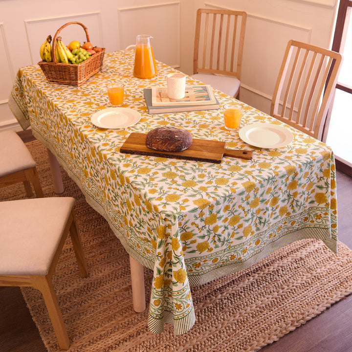 20s Cotton Twill Yellow Table Cloth (Pack of 1)