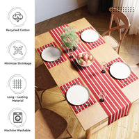 Cotton Roma Red Stripes Table Runner (Pack of 1)