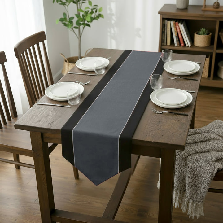 Cotton Black & Denim Table Runner (Pack of 1)