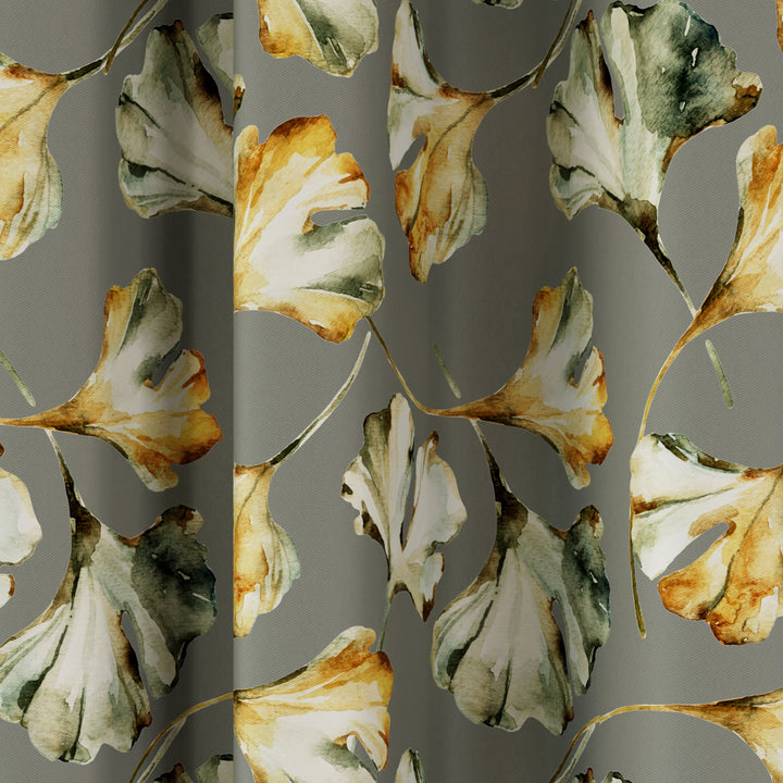 Blackout Polyester Gingko Grey Fabric 1 Meter