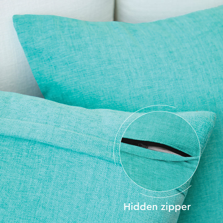 Chenille Solid Turq Cushion Cover (Pack of 1)