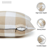 Cotton Buffalo Beige Checks Cushion Cover (Pack of 2)