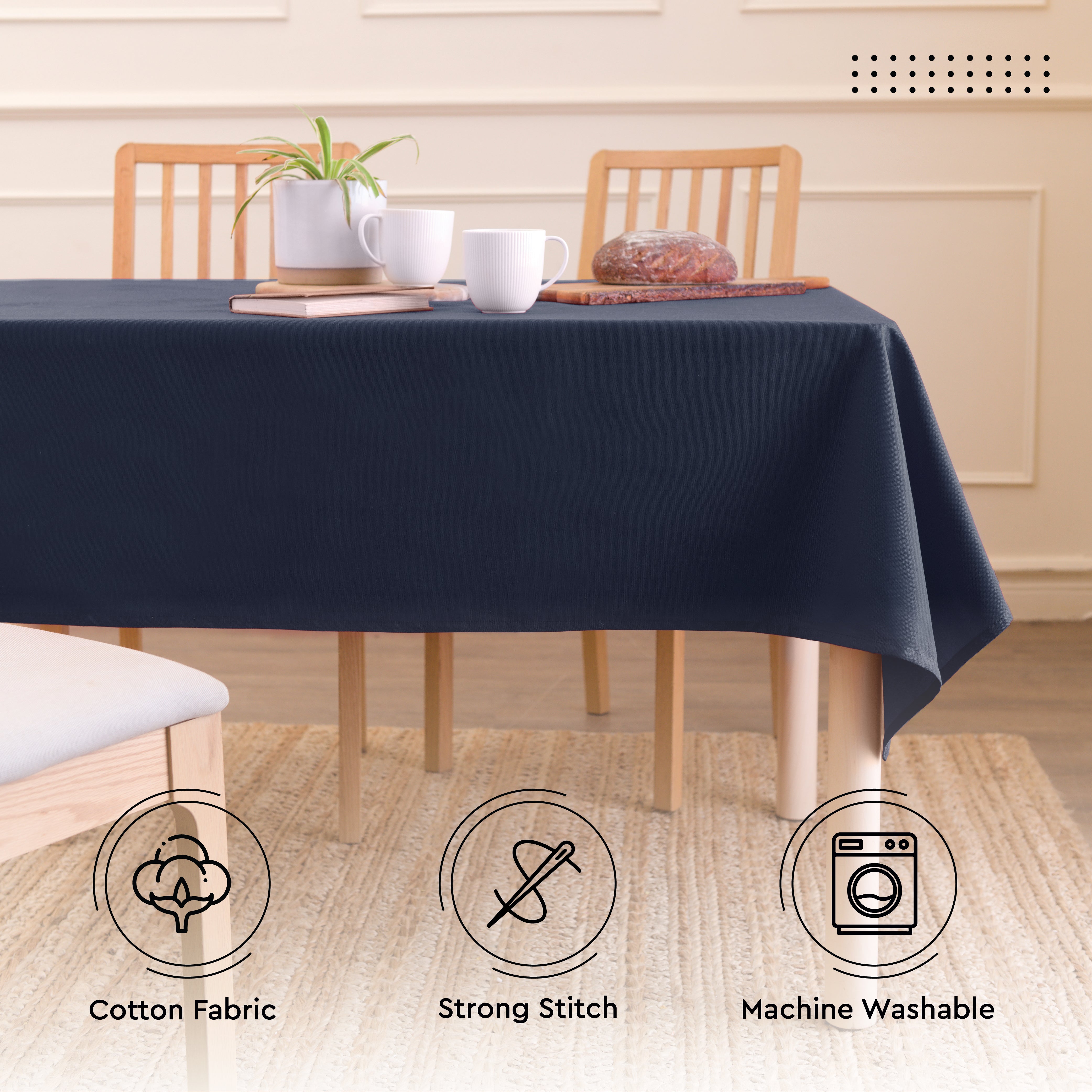 Cotton Scotch Blue Table Cloth (Pack of 1)
