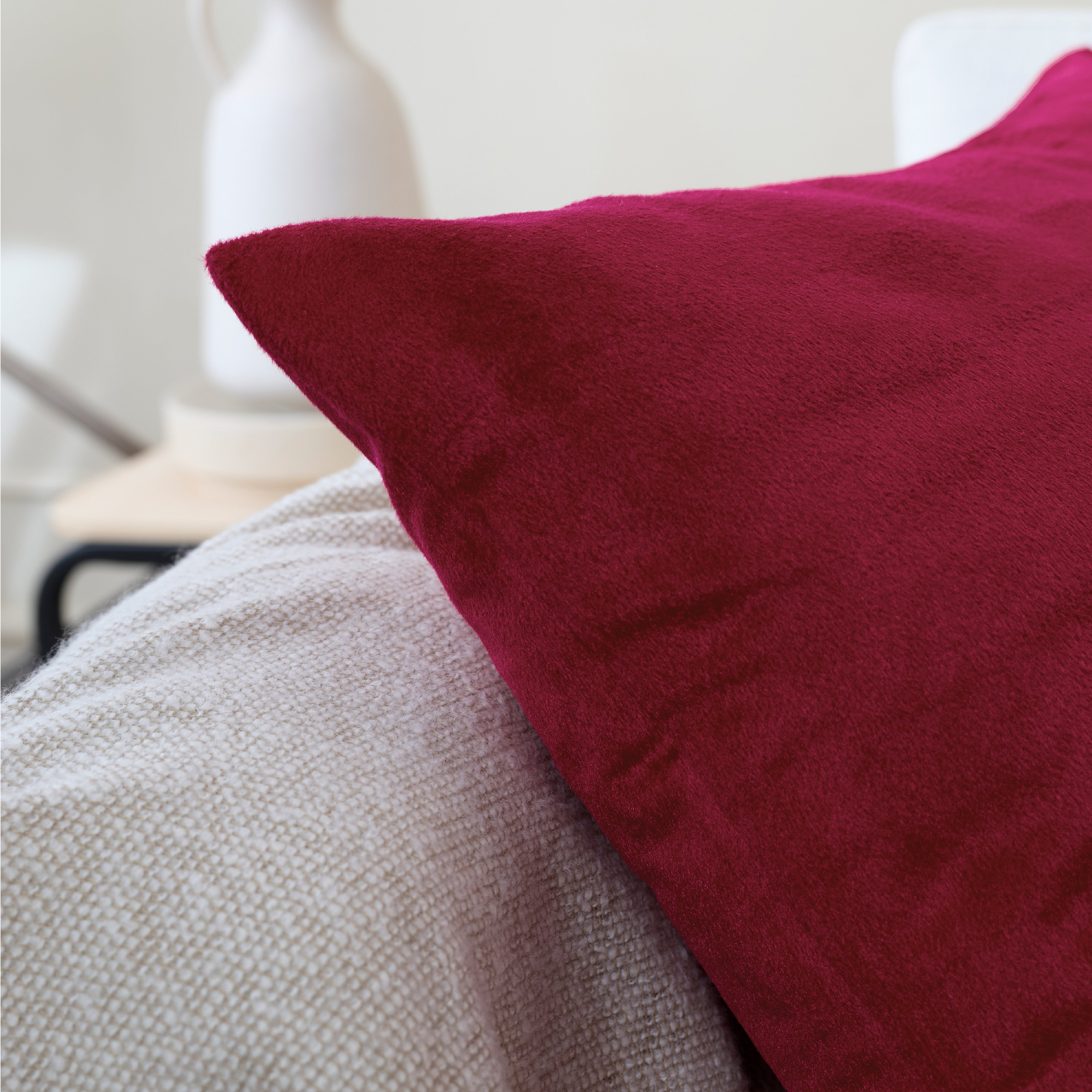 Velvet Maroon Cushion Cover (Pack of 2)