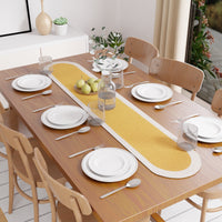 Cotton Yellow & Off White Table Runner (Pack of 1)
