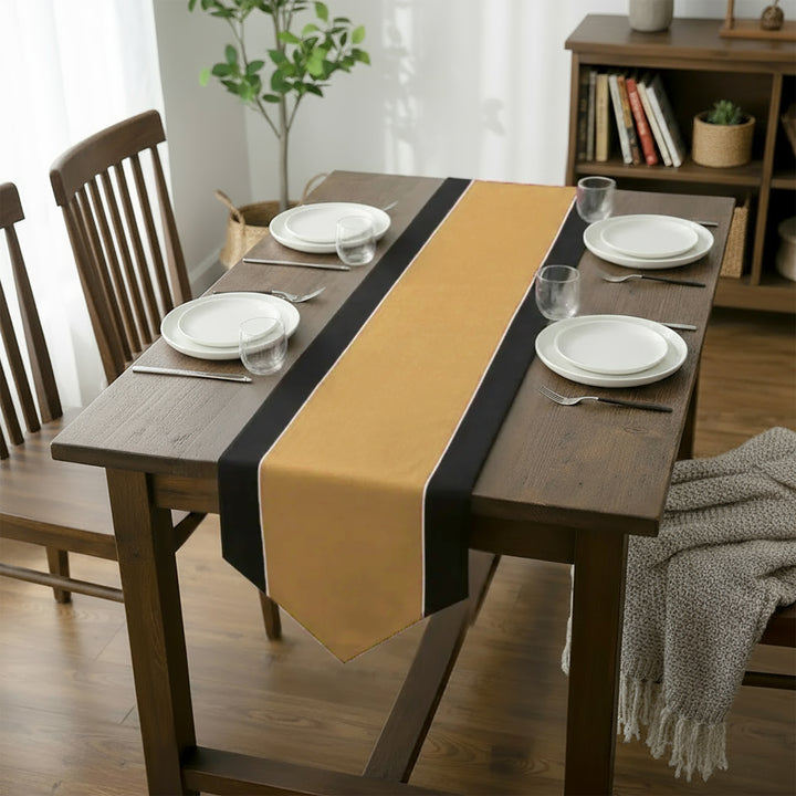 Cotton Black & Mustard Table Runner (Pack of 1)