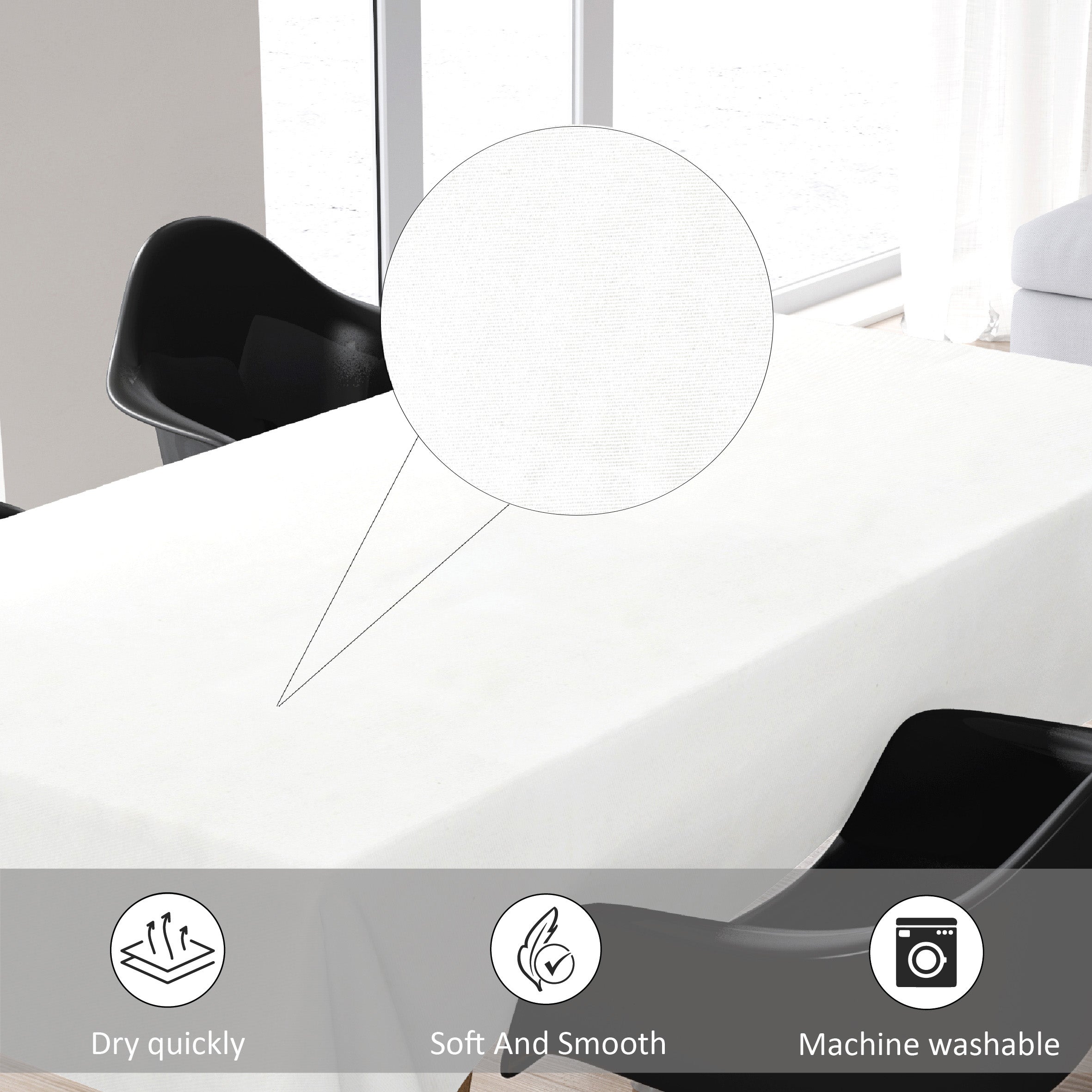 Damask Tablecloth White Table Cloth (Pack of 1)