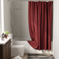 Polyester Maroon Shower Curtain (Pack of 1)