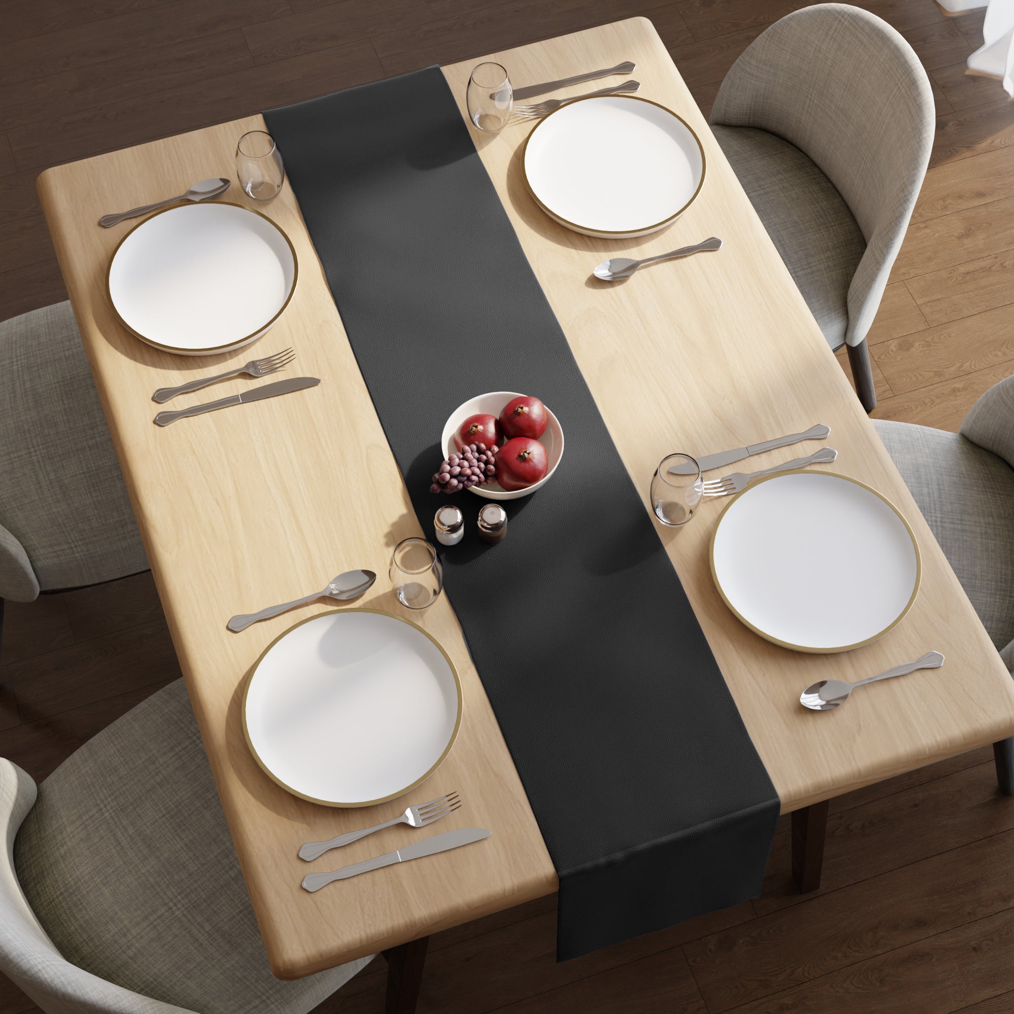 PVC Leather Black Table Runner (Pack of 1)
