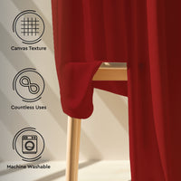 Canvas Deep Red Curtain (Pack of 1)