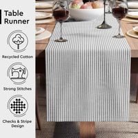 Cotton Ticking Black Table Runner (Pack of 1)