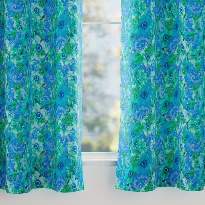 Blackout Polyester F2 Blue Curtain (Pack of 2)