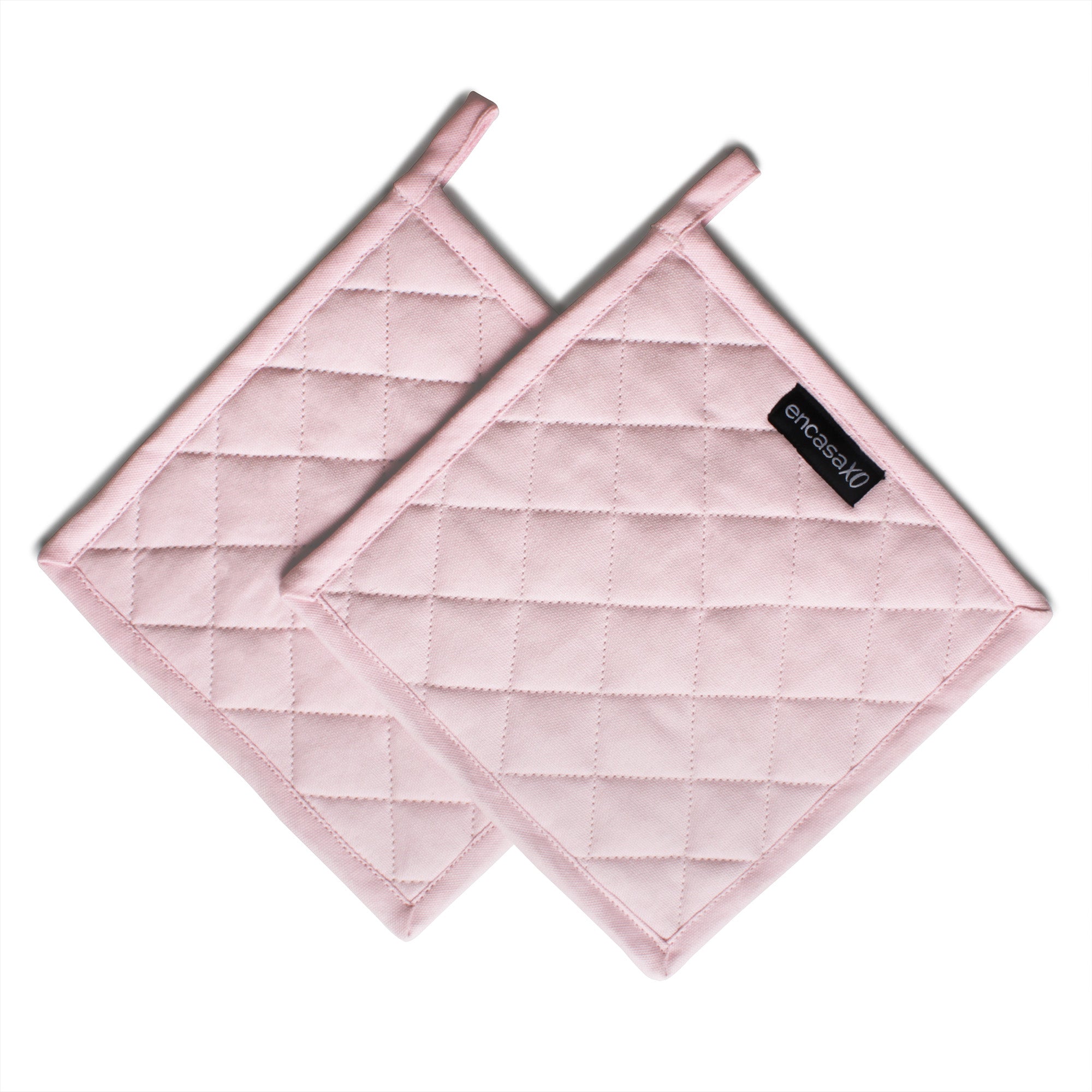 Cotton Canvas Light Pink & Light Grey Potholder