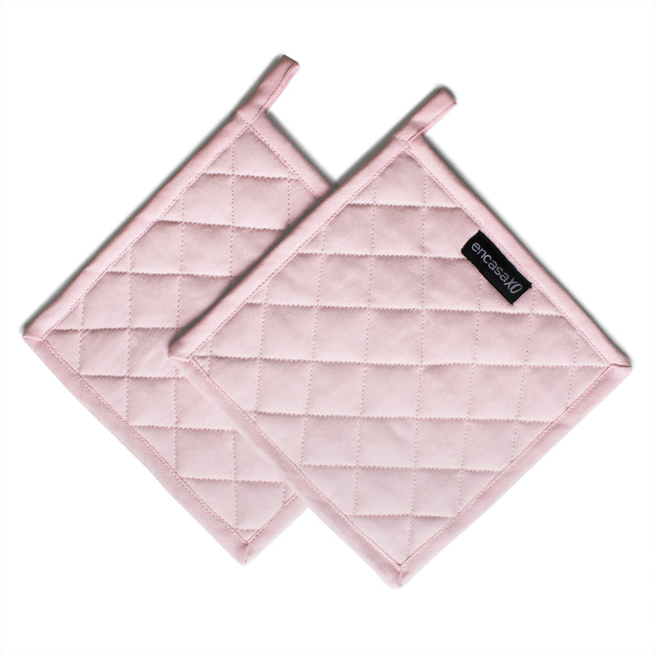 Yarn Dyed Cotton Light Pink & Light Grey Potholder (Pack of 2)