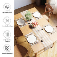 Cotton Franca Beige Stripes Table Runner (Pack of 1)