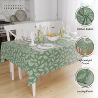 Cotton Big Leaves Green Table Cloth (Pack of 1)