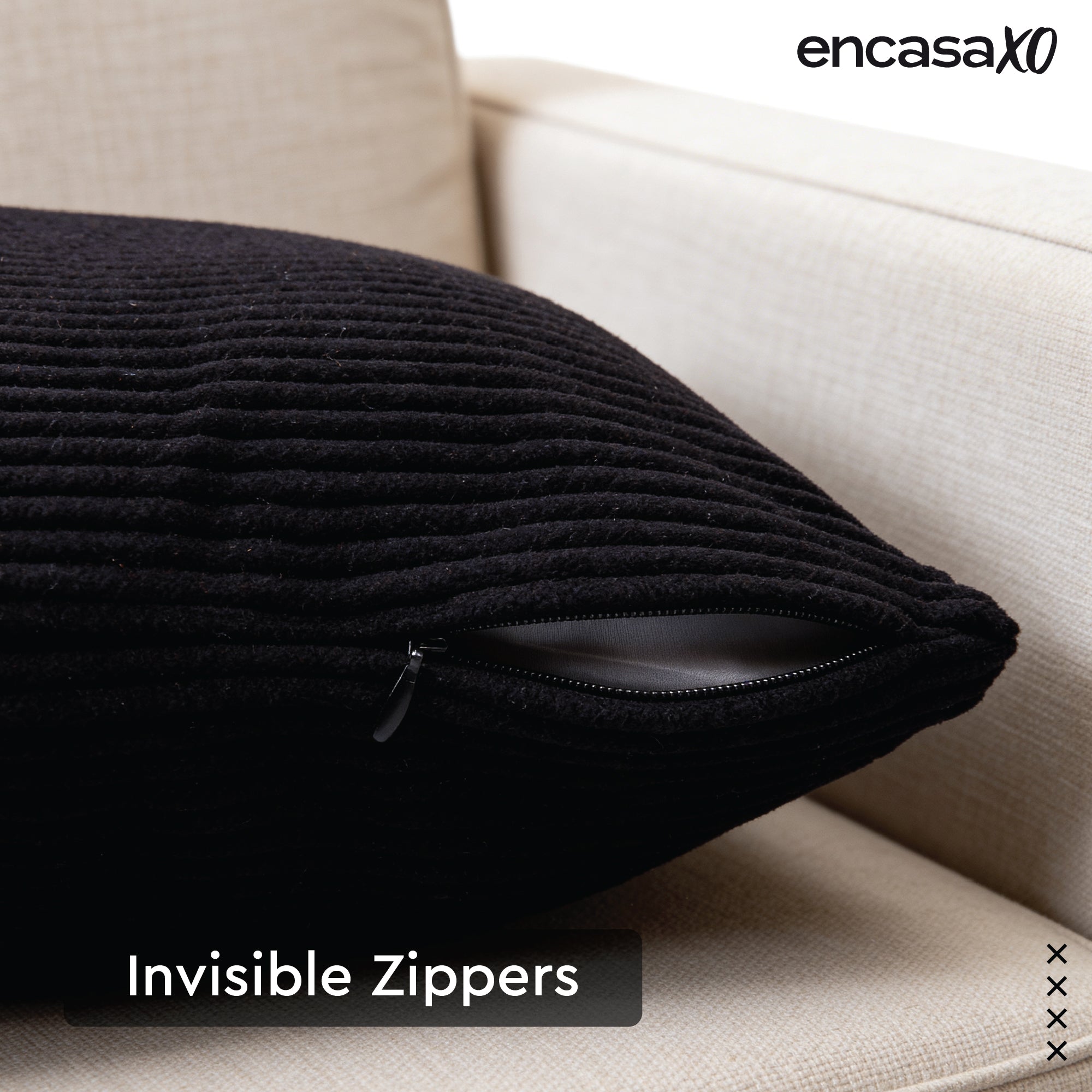 Corduroy Black Cushion Cover (Pack of 2)