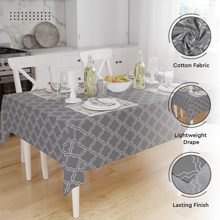 Cotton Grey Tiles Table Cloth (Pack of 1)