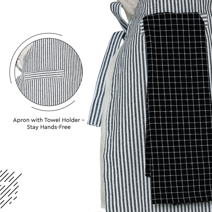 Cotton Ticking Navy Blue Apron (Pack of 1)