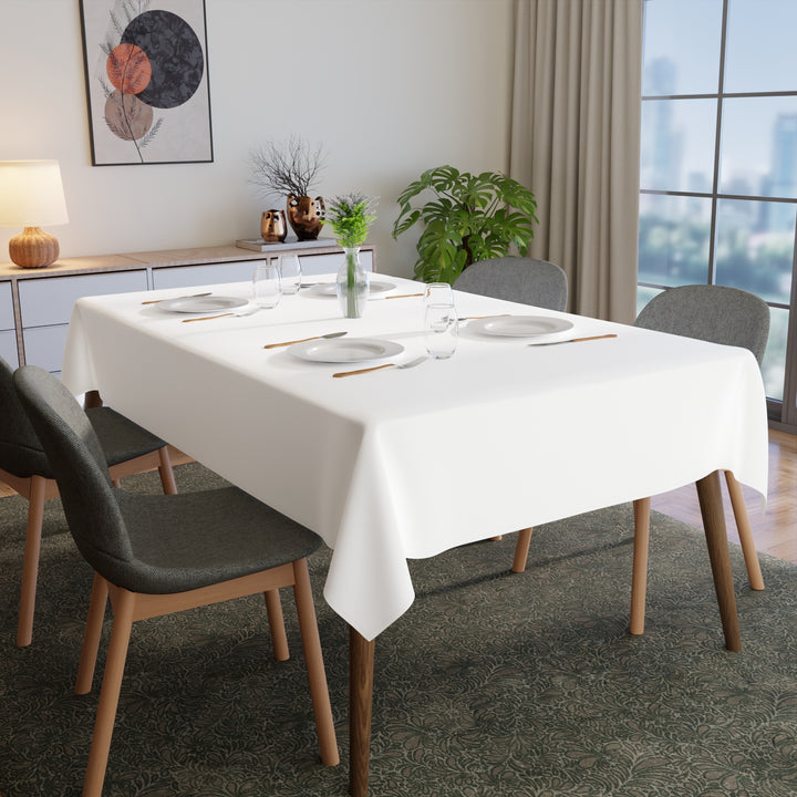 Polyester White Table Cloth (Pack of 1)