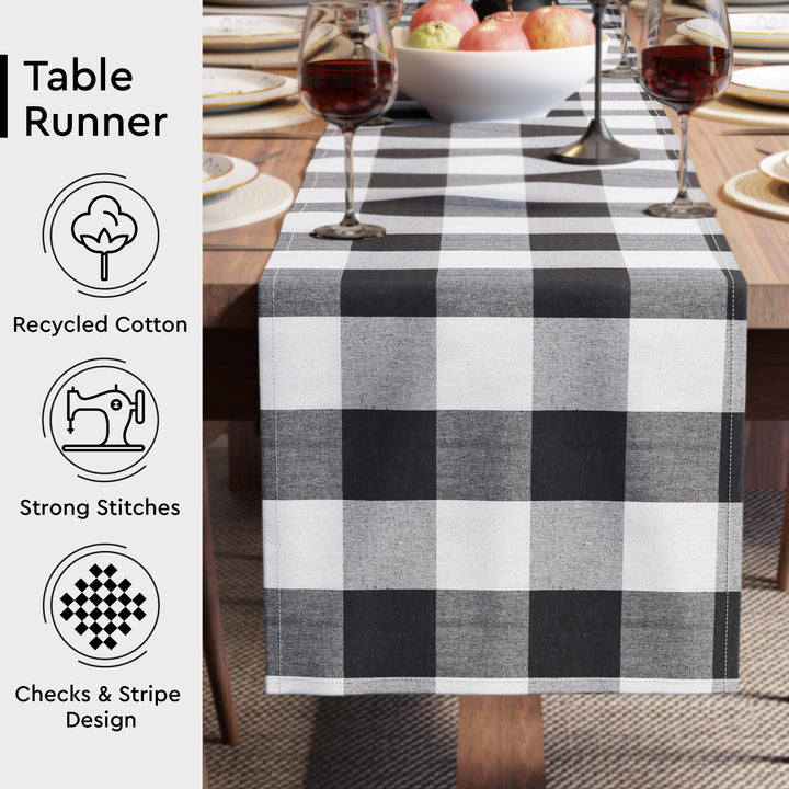 RC Yarn-Dyed Buffalo Black Checks Table Runner (Pack of 1)