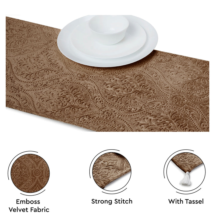 Embossed Velvet Coffee Table Runner