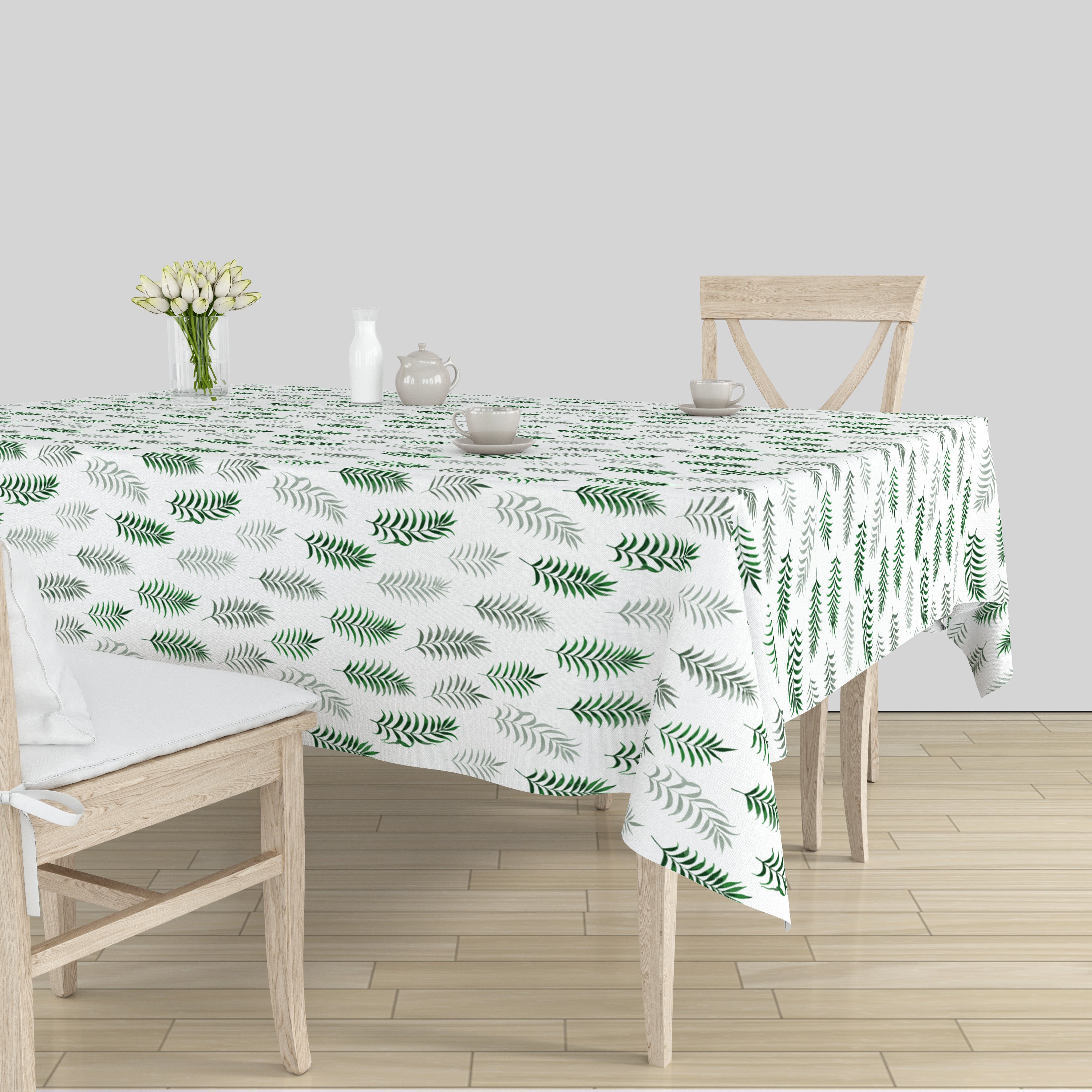 Polyester Palm Green Table Cloth (Pack of 1)