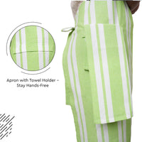 RC Yarn-Dyed Franca Lime Stripes Apron (Pack of 1)