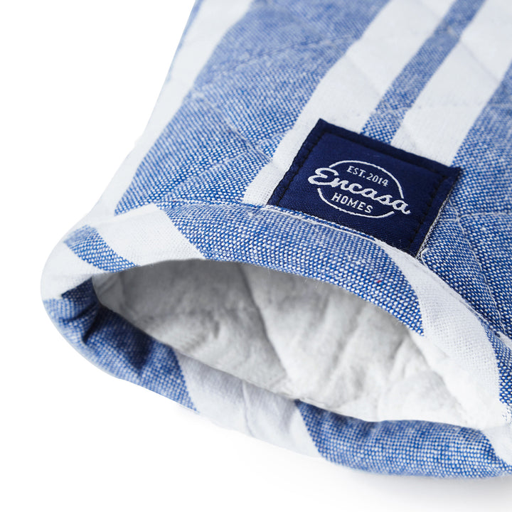 Cotton Franca Blue Stripes Oven Gloves (Pack of 2)