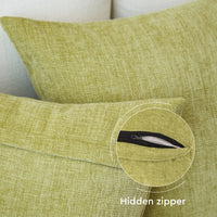Chenille Solid Olive Cushion Cover (Pack of 1)