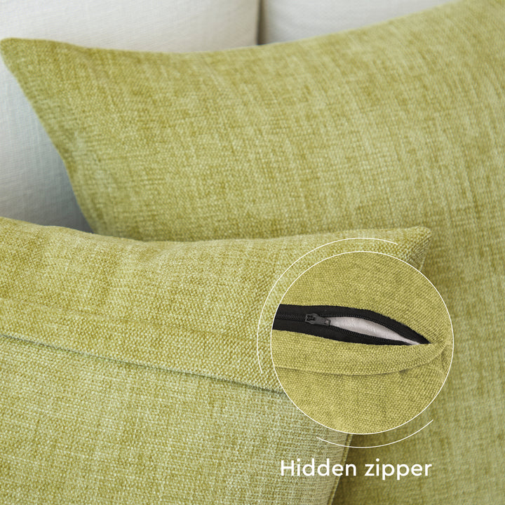 Chenille Solid Olive Cushion Cover (Pack of 1)