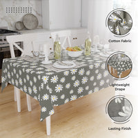 Cotton Daisy Grey Table Cloth (Pack of 1)