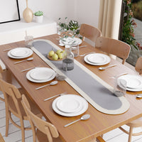 Cotton Light Grey & Off White Table Runner (Pack of 1)