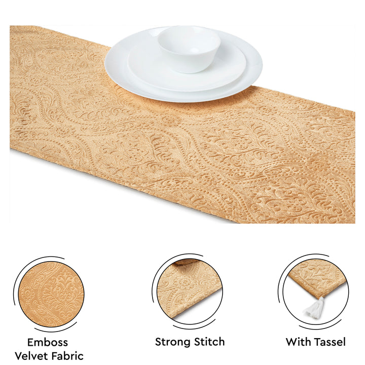 Embossed Velvet Gold Table Runner