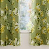 Blackout Polyester Gingko Green Curtain (Pack of 2)