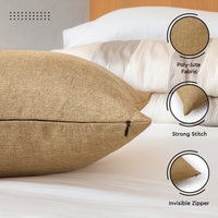 Jute Cherry Golden Cushion Cover (Pack of 2)