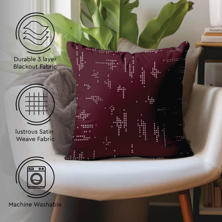 Blackout Polyester Citylight Maroon Cushion Cover (Pack of 2)