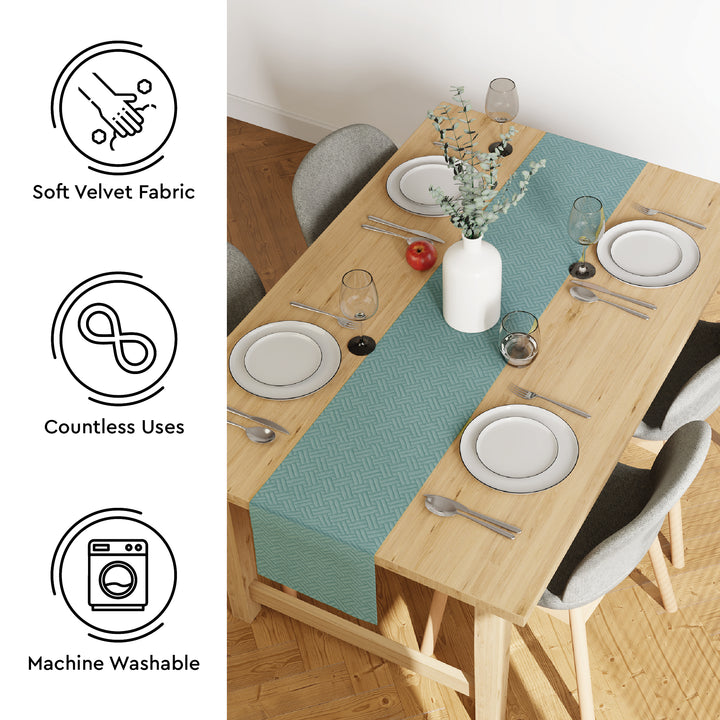 Quilted Velvet Aqua Table Runner