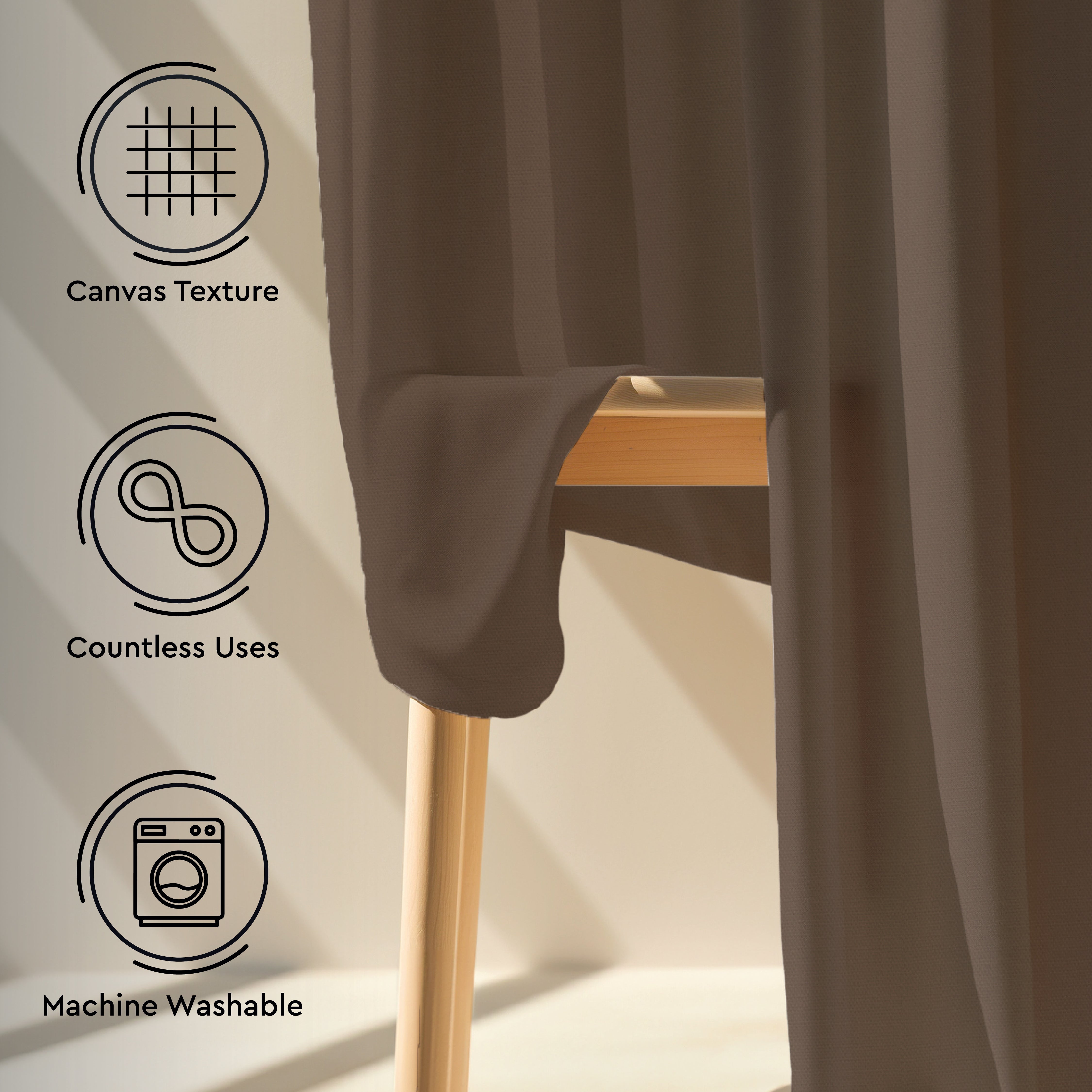 Canvas Taupe Curtain (Pack of 1)