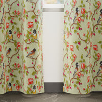 Blackout Polyester Sage Green Birds Curtain (Pack of 2)