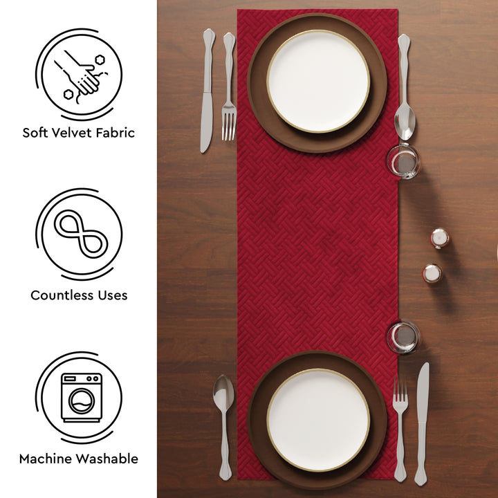 Quilted Velvet Red Table Runner