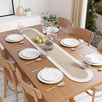 Cotton Beige & Off White Table Runner (Pack of 1)