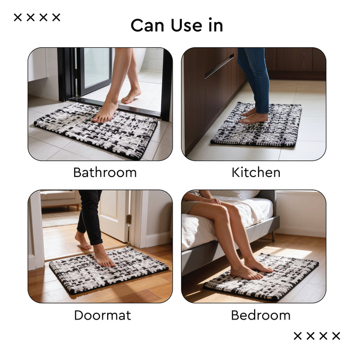 Cotton Black Bathmat (Pack of 1)
