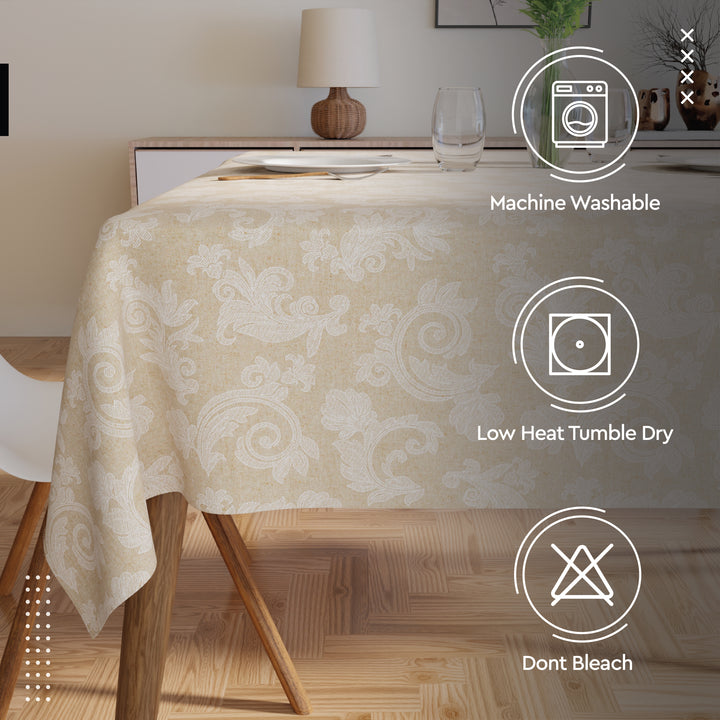 Cotton Beige Table Cloth (Pack of 1)