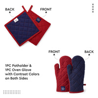 Cotton Red Oven Glove & Pot Holder