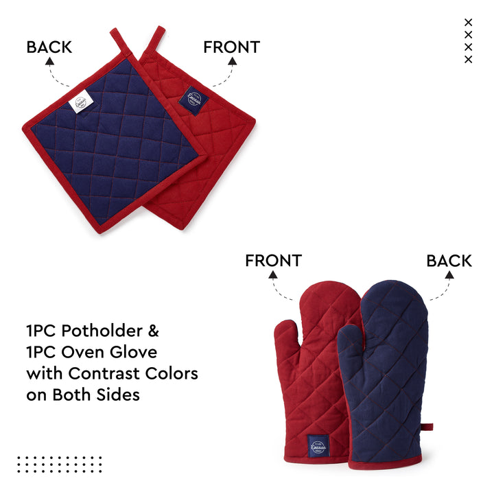 Cotton Red Oven Glove & Pot Holder